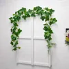 Dekorativa blommor 180 cm verkliga beröring av konstgjorda växter Ivy Creeper Green Leaf Garland Vine Silk Foliage Rattan Wall Hanging Home