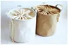 Organização de linho de algodão sujo cesto de lavanderia cesto dobrável cesto de lavanderia armazenamento de balde de suprimentos para acabamento doméstico