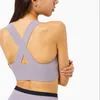 Yoga -outfit Solid Color Strak Sport Crop Top Fitness BH voor vrouwen Gym Bralette Corset Haut Push Up Cross Back Back Begrepen Training
