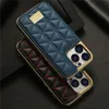 Luxury Geometric Print Folio Vogue Phone Case för iPhone 14 13 12 11 Pro Max Magnetic Multiple Card Slots Rhombus Mönster Läderplånbok Pläteringsskal