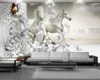 壁紙3D動物の壁紙壁を通る白い馬HD優れたインテリアデコレーション壁画