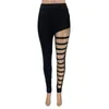 Damenhosen Frauen Sexy Goth Punk Slashed Ripped Cut Out Slit Stretch Leggings Schwarz Halten Bleistift Mädchen Kleidung Geschenk