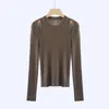 Kvinnors tröjor Autumn Wool Knitwear Sweater Axel ihålig bottenskjorta Pullover Round Neck Winter Slim Fit Solid Inner Mode