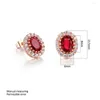 Orecchini collana Set gioielli in cristallo rosso per le donne Accessori strass ovali color oro rosa semplice Regalo ragazza all'ingrosso S213