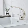 Badezimmer-Waschtischarmaturen IMPEU Wasserhahn aus gebürstetem Nickel, einzigartiges Design, Einhand-Loch-Waschbecken-Mischbatterie, kommerziell