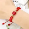 Strand Adjustable Braided Rope Bracelets&Bangles 4mm Beaded Natural Stone Red Chalcedony Pendant Healing Friendship Woman Man Jewelry