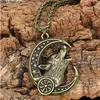 Wolf Amulet Moon Star Wicca Witchcraft Pagan Jewelry Slavic Kolovrat hanger ketting Talisman229q