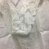 Camicette da donna Donna Lino bianco ricamato floreale Broderie Anglaise PIZZO Camicetta arruffata Maniche lunghe Scava fuori dettaglio Moda Top