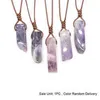 CSJA Fashion Jewelry Healing Energy Waxed Rope Irregular Natural Raw Gemstone Crystal Bar Pendant Necklaces For Women H090