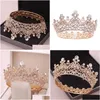 Hair Jewelry Gold Color Big Round Crowns Baroque Tiara Crown Crystal Heart Accessories Queen Princess Diadem Bridal Dhgarden Dhjun