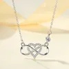 Hot Trendy Femme Cadeau Bijoux 925 Sterling Silver Micro Pave CZ Coeur infini Pendentif Collier