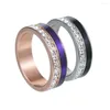 Anéis de casamento Casal de aço inoxidável Casal minimalista de zircão roxo Acessórios de dedo preto preto Jóias de joias de ouro branco KBR146