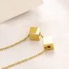 Luxury Famous Designer Necklace for Women Square-Shape Pendant Brand C-Letter Choker Chain Necklaces Jewelry Accessory High Quality 18K Gold Plated