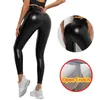 Mallas de cuero para mujer, pantalones largos sin entrepierna abierta en la entrepierna, mallas deportivas elásticas transpirables para gimnasio con cremallera oculta para deporte de PU