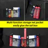 Ny bil bakre bakre stamarrangör Net Mesh Seat Elastic String Magic Sticker Universal Storage Bag Pocket Auto Organizer Tillbehör