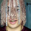 Bling uzun püskül kristal kuaför zincirleri dekorasyon saç klipsi kişiselleştirilmiş saç tokası punk metal rhinestone aksesuarları tavan başı kafa giyen başlık mücevherleri