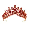 Ударные украшения роскошный золотой цвет красный свадебный тиары корона винтажный барокко кристаллический