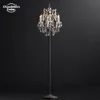 19th C. Rococo Iron & Clear Crystal Floor Lamps Modern Retro LED Rustic Candle Standing Lights for Living Room Bedroom Study Indoor Lighting