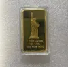 5st/set presenter oss totem Freedom Eagle Rectangular Gold Plated Bar USA Staty of Liberty Metal Token Memorial Bullion Bar Collection.cx