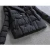女性用トレンチコート2023冬の女性ジャケットコートコットン衣類短いスリムレディースウォームブラックベージュアウターウェア服