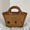 Luxury Men's Marne Weaving Straw Raft Bag with Handle,Women's Designer Shoulder Basket Micro Tropical Beach Bag Crossbody Bag Travel Handbag