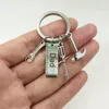 Anahtarlıklar OTS109 (1) Metal Baba/Büyükbaba Cetveli Çekiç Anahtarı Tornavida Araçları Penents Anahtar Zincir Yüzük Takı Mevcut Babalar Günü Hediyesi
