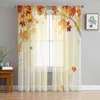 Rideau automne beauté feuilles jaune soleil Tulle voilages pour salon chambre cuisine décor Voile Organza fenêtre