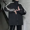 Kurtki damskie Podstawowe kobiety stojak High Street Black Refleksyjne pasek zip-up Hip-Hop Clothing Coats Hipsters Vintage Harajuku BF