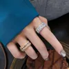 クラスターリングVentfille 925 Sterling Silver Shiny Micro Zircon Ring for Women Personal Light Luxury Temperament Open Jewelry 2023