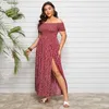 Taglie forti Abiti Estate Donna Lungo Casual Taglia Fiore Stampa Maxi Vintage Off spalla Slim AnkelLength Vestidos 230512