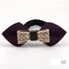 Bow Ties RBOCOMen's Novelty Cotton Tie Gold Alloy Hollow Flower Bowtie Solid Red Blue Sharp Corners For Men Wedding