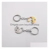 Portachiavi Love Cat Catena Coppia Anello Bomboniera Acciaio inossidabile Portachiavi anti smarrimento Borsa Accessori appesi Ciondolo Regalo creativo Goccia Del Dhm5D