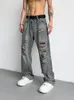 Jeans maschile foufurieux estivo chic hip hop uomo coreano pantaloni dritti streetwear americano y2k pantaloni strappati vintage