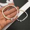 Strand Fashion Natural Freshwater Pearl Jewelry Connect Initial 26 Letter Charm Bracelet For Woman Girls Gift 2023 Bracelets