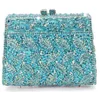 New hollowed out leaf studded diamond dinner bag trapezoidal small square box banquet handbag clutch 230513