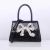 Totes Fashion Rhinestone Big Bow Handbags for Women Designer Luxury Chic Boutique Glittering Crystal Crossbody Bags Black Purses 230509