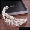 Bijoux De Cheveux Blanc Perle De Mariée Bandeaux Diadèmes Couronne Bandeau Pour La Mariée Accessoires Chapeaux Drop Delivery Hairjewe Dhgarden Dhahq