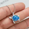 Gratis frakt Fashion Blue Imitati Opal Sea Turtle Pendant Necklace For Women Animal Wedding Ocean Beach Jewelry