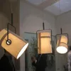 Hangende lampen LED -lamp Eenvoudig moderne creatieve slaapkamer woonkamer decoratie hangende roteerbaar jute emmer licht licht