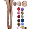 Chaussettes Bonneterie Femmes Collants Mticolor Bas Résillecoloré Petit Moyen Gros Collants En Maille Antihook Bas En Nylon Visnet279377 Dhxif