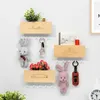 Hooks Multifunction Household Hook Wall-hung Wooden Decorative Shelf Sundries Storage Box Organizer Key Rack Dry Flower Holder Crafts