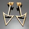 Studörhängen Gold Silver Plated Blogger Arrow Triangle 2 Part Threader Swing Ear Jackets Bar Studs Smycken