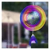 Arts And Crafts Wind Spinners 6 Inch 3D Rotating Chime Garden Hanging Stainless Steel Mirror Reflective Drop Delivery Home Dhmcw