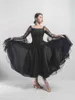 Stage Wear Off-Shoulder Ballroom Dance Competition Dress Paillettes Mesh Sleeve Tango Dancing Clothes Adult Prom Waltz Robes DL10241