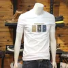 T-shirt Men's R Letter Tryckt Silk Cotton Simple Casual Top Summer Youth Slim Round Neck Male Tees bekväma andningsbara kläder