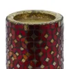 Decmode 3 Candle Red Metal Pillar Candle Holder med mosaikmönster, uppsättning av 3