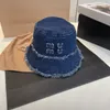 Unisex Denim Bucket Hat with Embroidered Letters - Casual Sun Protection for Men and Women