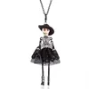 Pendentif colliers strass noeud papillon fil robe crâne poupée collier longue chaîne chapeau fille tour de cou pour les femmes Halloween fête bijoux