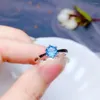 Klusterringar vackra naturliga topas ring för kvinnor silver ocean blå färg pärla riktiga 925 flicka födelsedagspresent runda