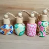 Verschiedene Stile Weiche Keramik Diffusor Auto Parfüm Flasche Glas Leere Hängende Dekor Kunst Lufterfrischer Perlen Seil Flaschen